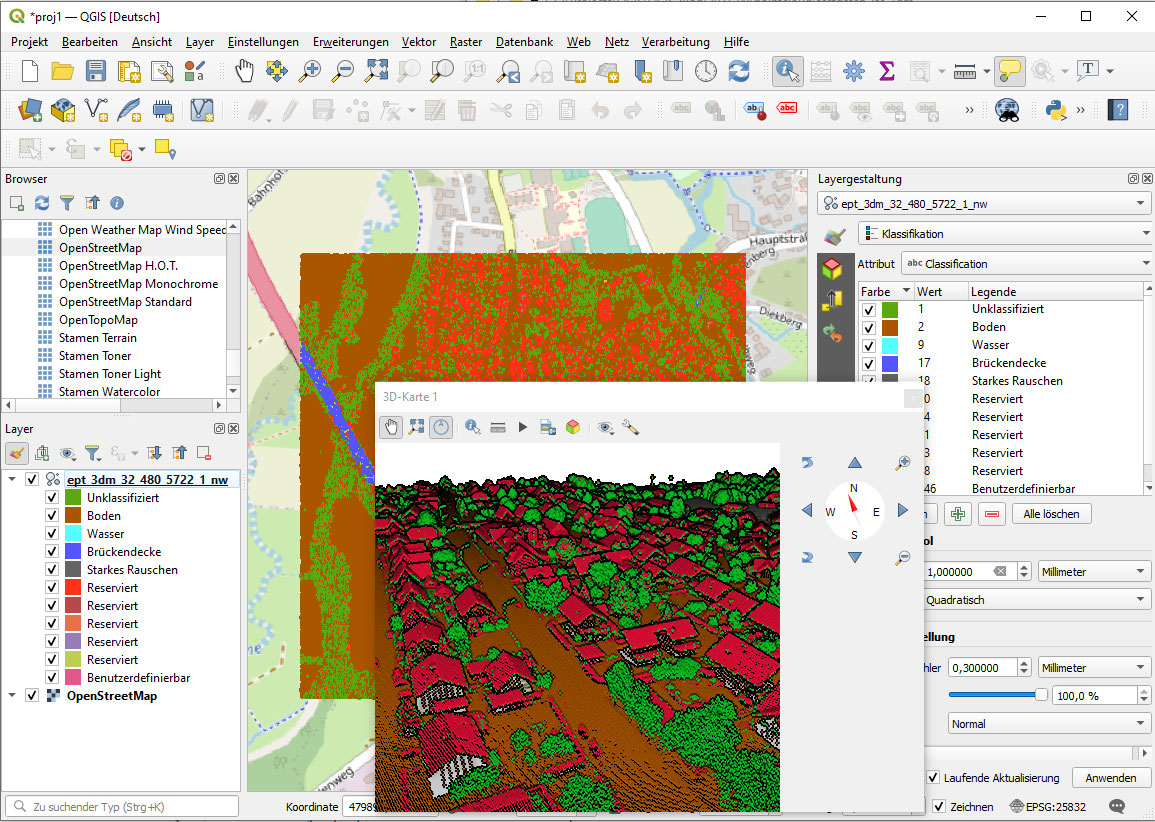 Visualisierung Und Manipulation Von Point Cloud Daten Mit Qgis Und Pdal